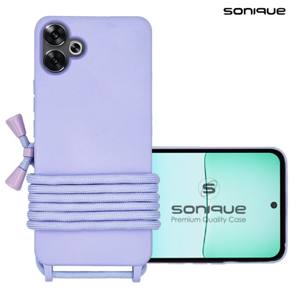 Θήκη Σιλικόνης με Κορδόνι CarryHang Sonique Xiaomi Poco F6 5G Λιλά