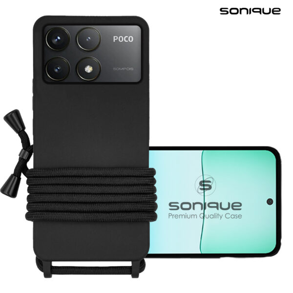 Θήκη Σιλικόνης με Κορδόνι CarryHang Sonique Xiaomi Poco F6 Pro 5G Μαύρο