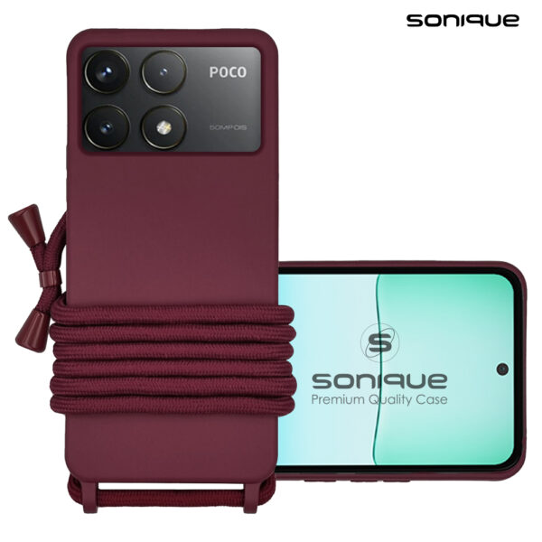 Θήκη Σιλικόνης με Κορδόνι CarryHang Sonique Xiaomi Poco F6 Pro 5G Μπορντώ