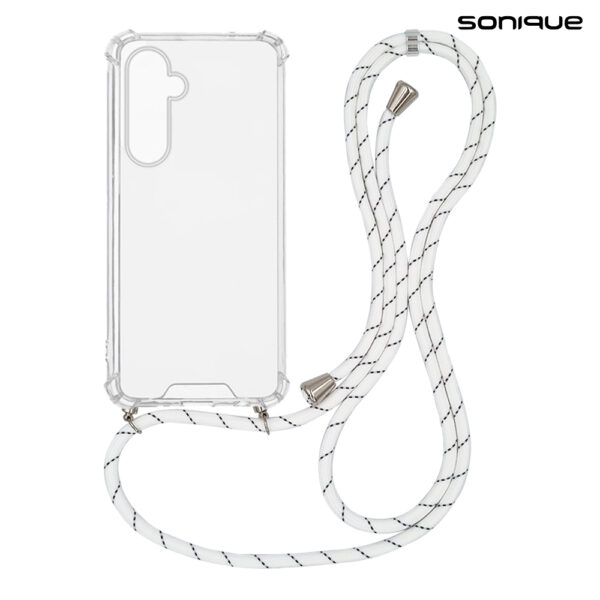 Θήκη Σιλικόνης με Κορδόνι Sonique Armor Clear Samsung Galaxy M35 5G Rainbow Λευκό